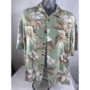 Mens Consensus Sportswear Hawaiian Shirt Size XL Green Floral Print Short Sleeve